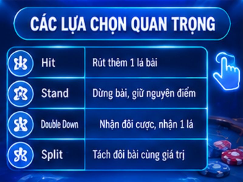 Những lựa chọn quan trọng trong Blackjack